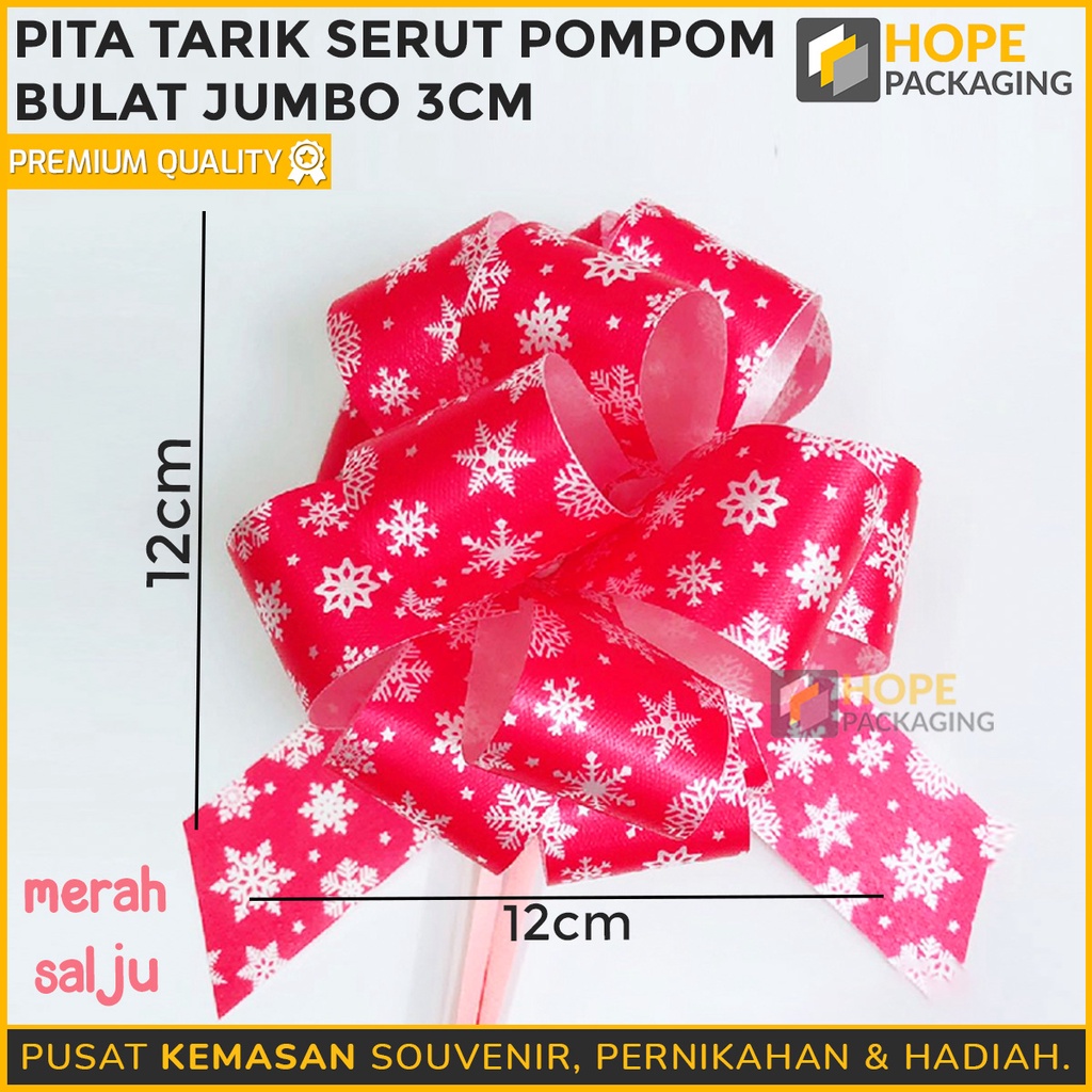 Pita Tarik Serut Pompom Bulat Jumbo 3 cm