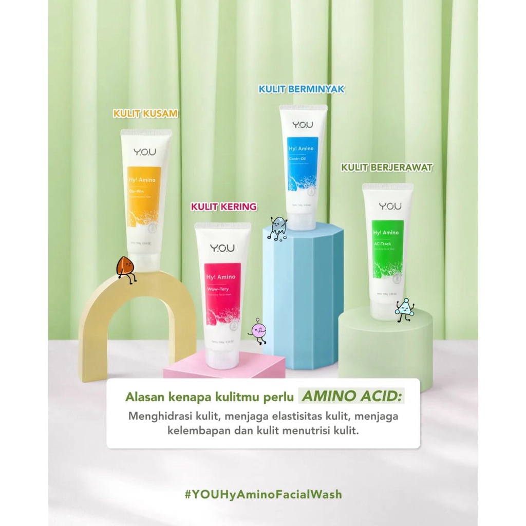 YOU Facial Wash Hy! Amino/ Y.0.U Sabun Pembersih Wajah -all varian ORIGINAL