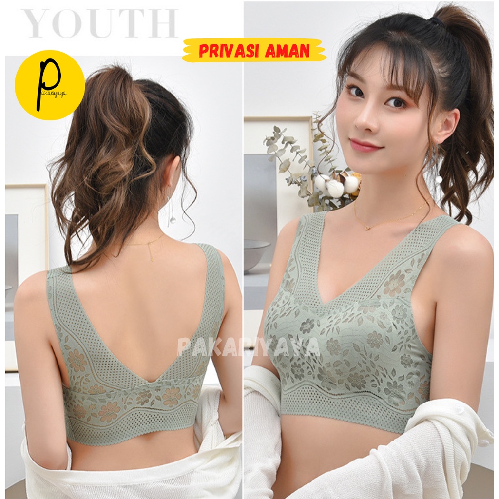 Bra Renda Bunga Tanpa Kawat BH Wanita Remaja Seamless High Quality BH43