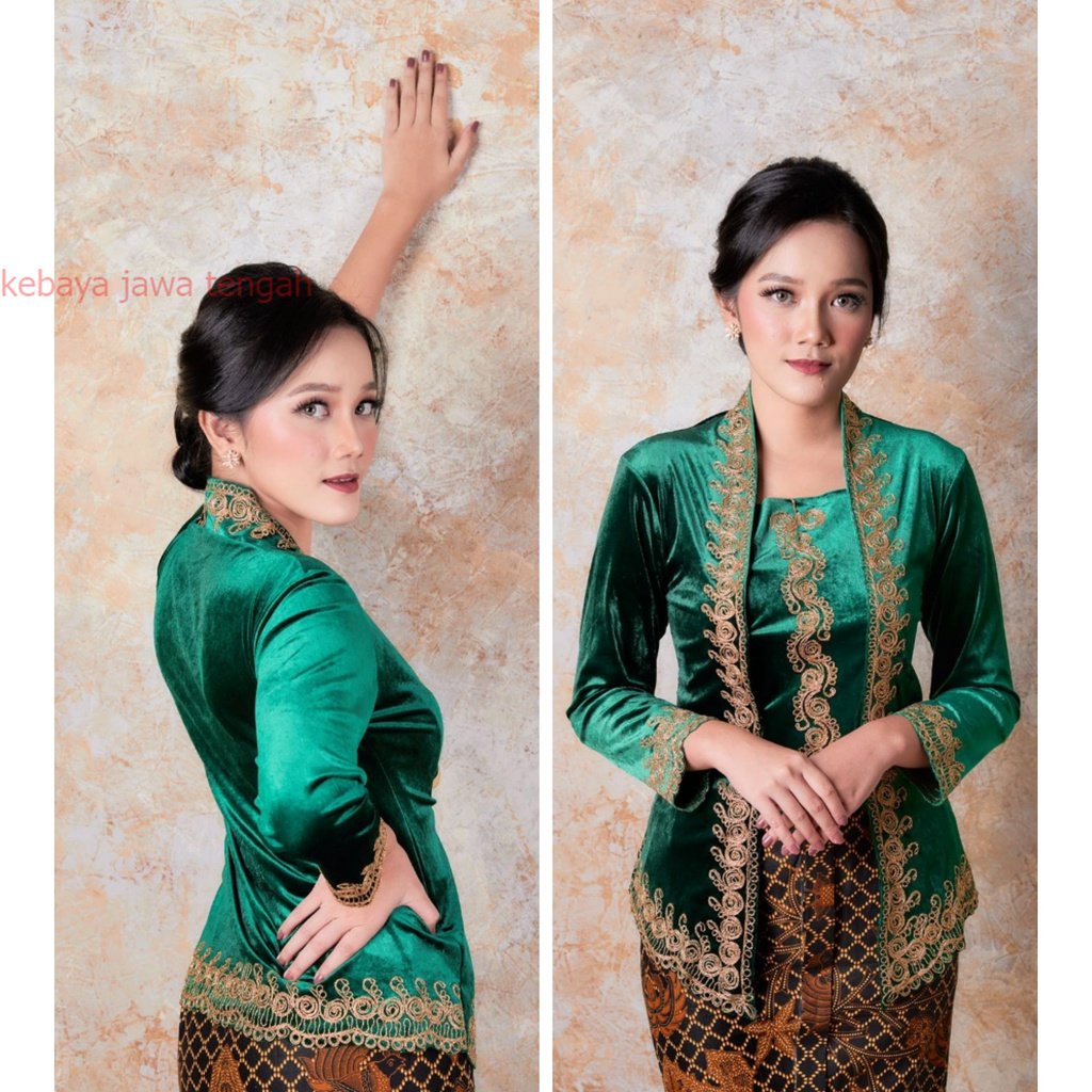 KEBAYA BLUDRU CORNELI KUTUBARU JUMBO ( BAHAN MELAR LD : 95 - 120 ) Kebaya Bludru