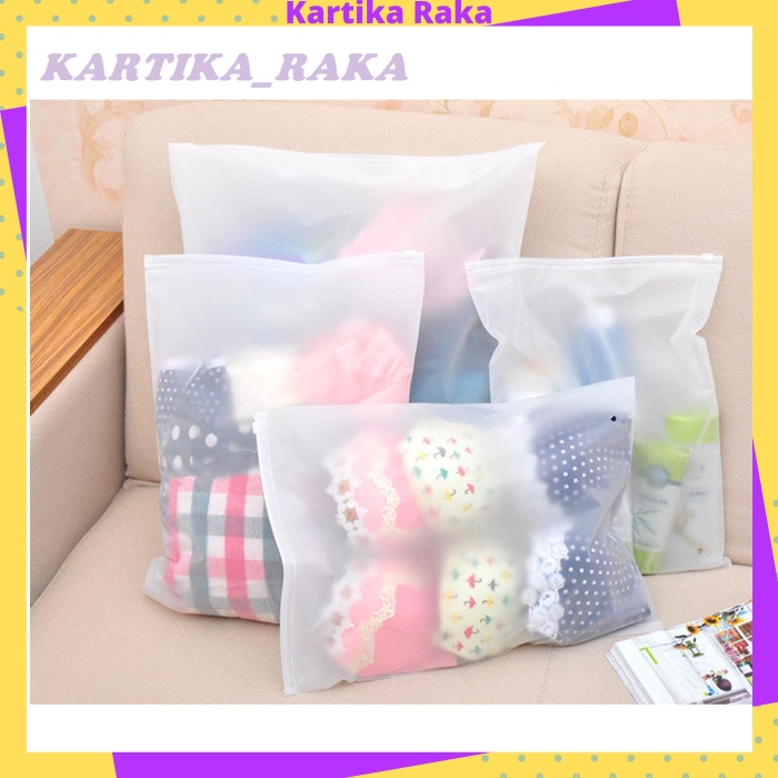 KR Kantong Zipper Storage Bag Plastik Vacum Baju Travel Polos Anti Air Transparan