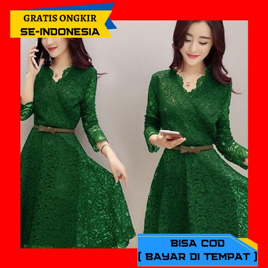 Originall Premium Dress Graldine Tile Brukat Mix Tutu Mewah Elegant Model Modern Kekinian Korean Sty