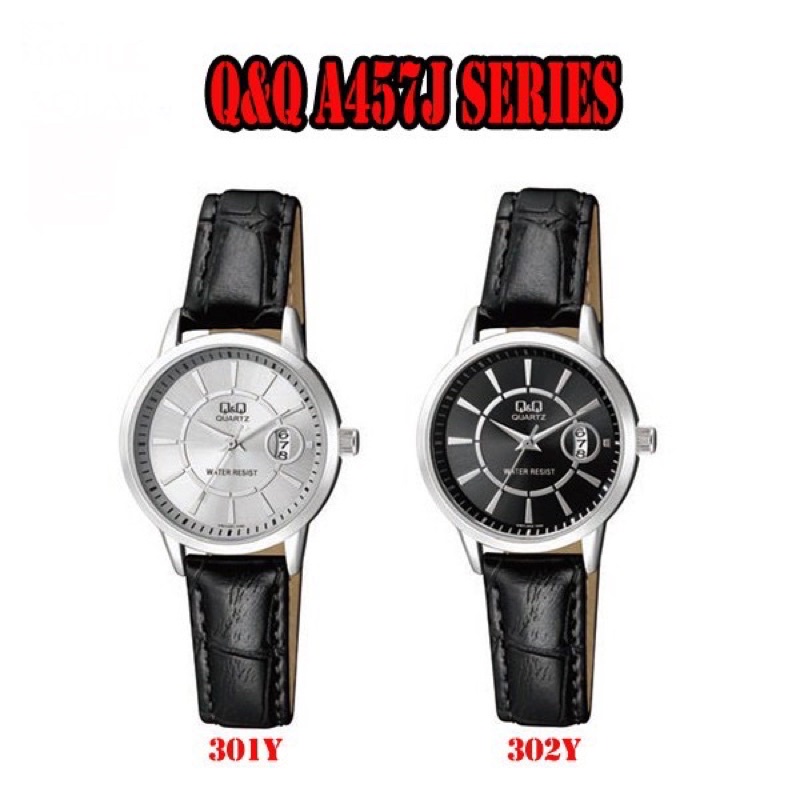 Jam Tangan Leather Analog Tanggal Wanita Q&amp;Q A457