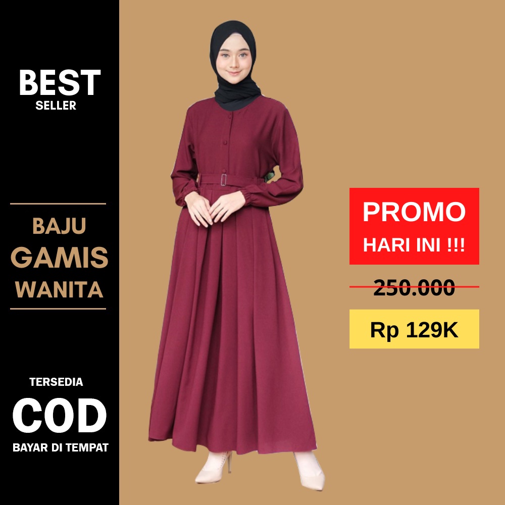 Jual Baju Gamis Wanita Terbaru 2023 Remaja Kekinian Kondangan Marun