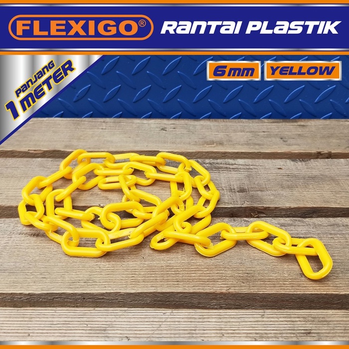 Rantai Plastik Traffic Cone Plastic Chain 6 mm ( 1 meter ) Kuning