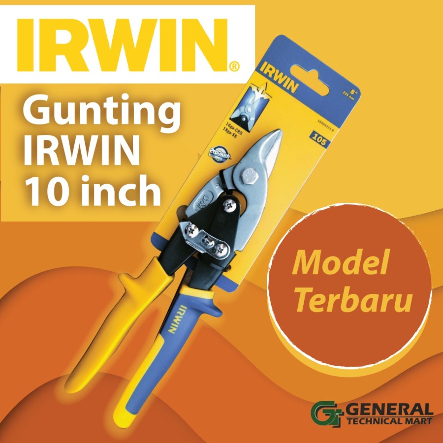 Gunting Baja Ringan 10" IRWIN Lurus, Gunting Holo Plat Seng