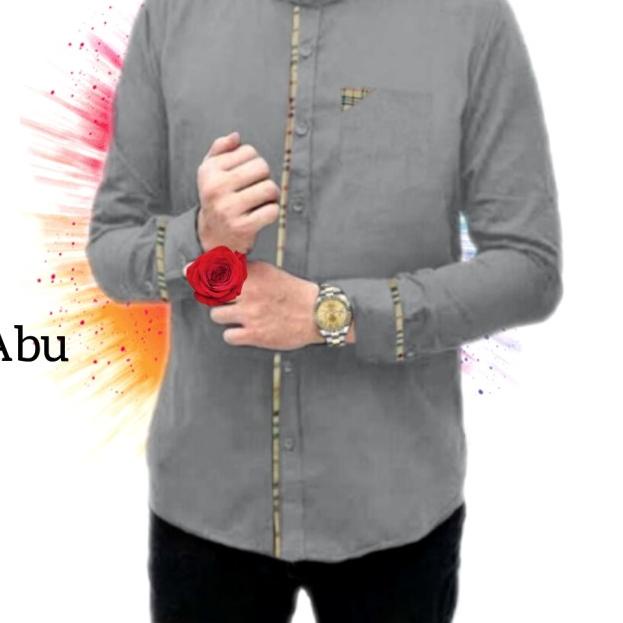 Kemeja Koko Pria Lengan Panjang List - Abu-abu, XL