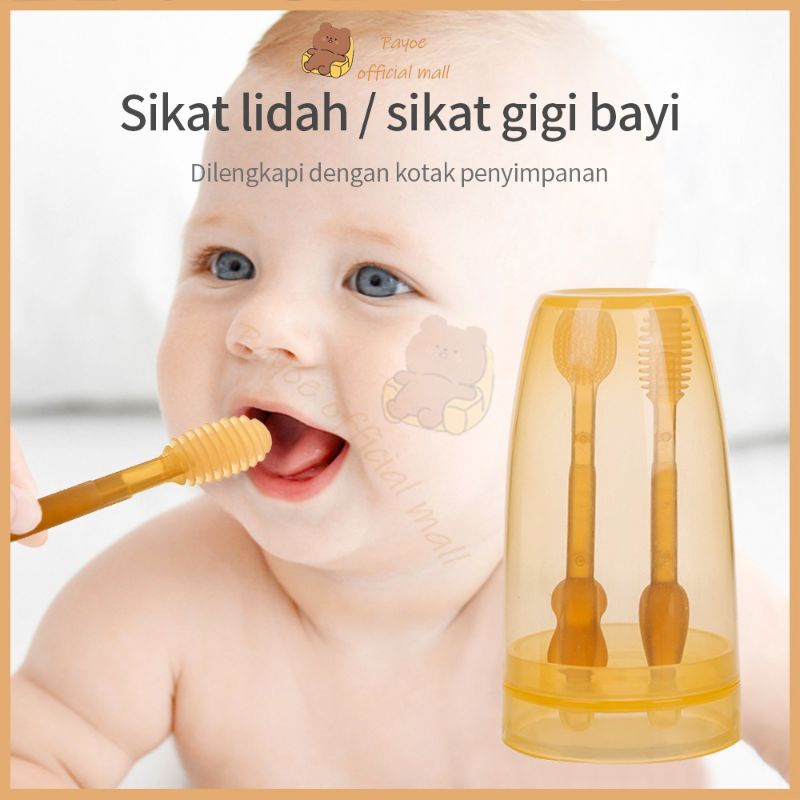 [rumahbayipdg] 2 pcs Sikat Lidah dan gusi bayi Sikat Gigi anak 2 IN 1 tootbrush