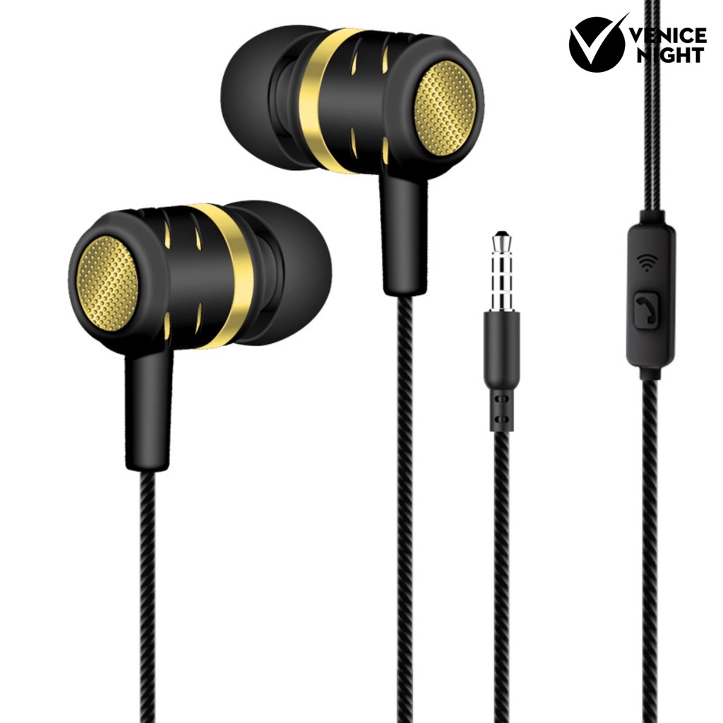 (VNEP) (Berkabel) 3.5mm Universal Dual Speaker Subwoofer Bass HIFI Earphone Olahraga In-ear