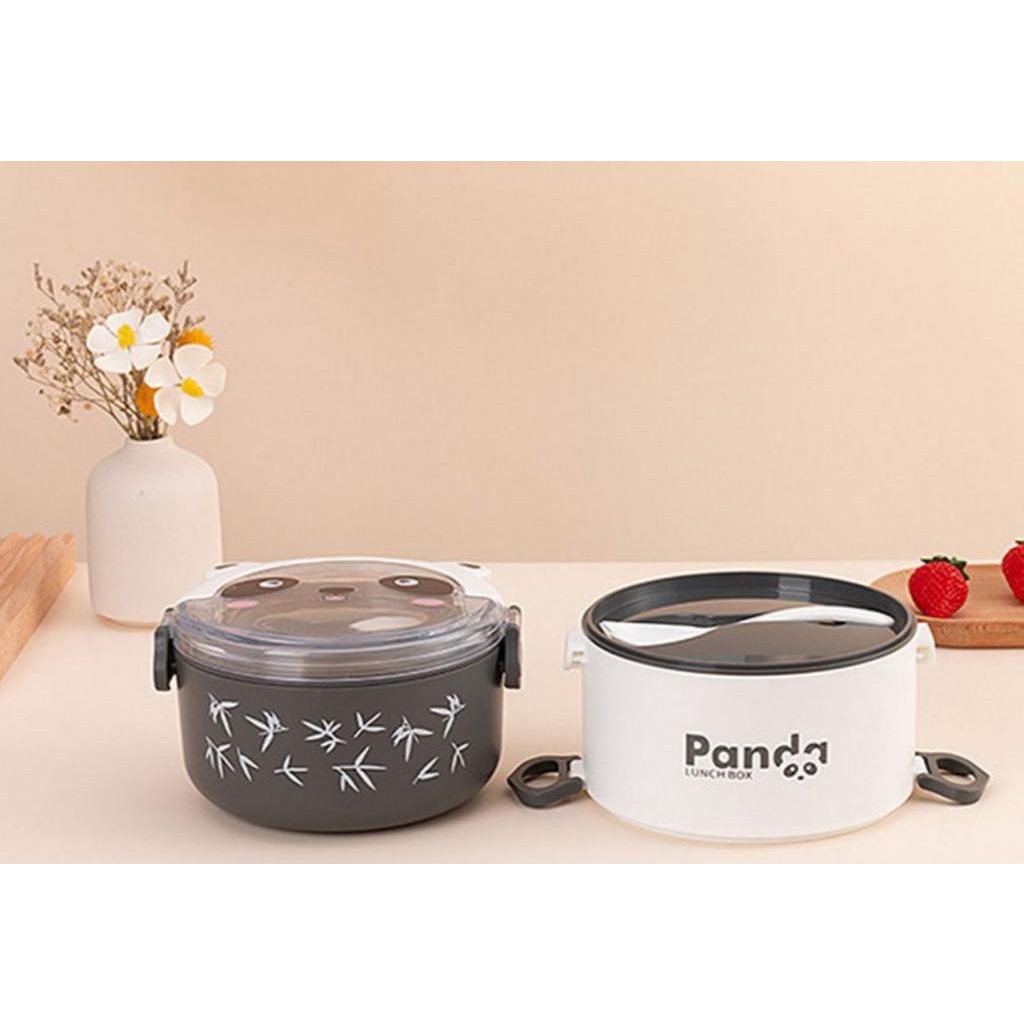 T24 - Lunch Box Set Bulat / Tempat Makan Anak Motif Lucu / Kotak Bekal Anti Tumpah Portable Set