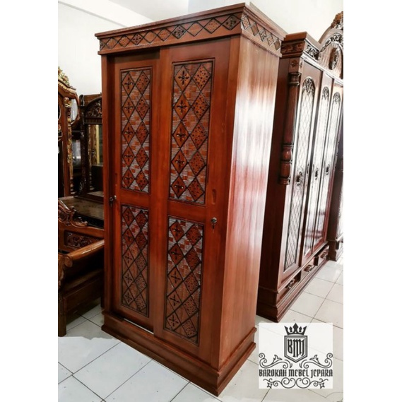 lemari pakaian kayu jati sleding pintu 2