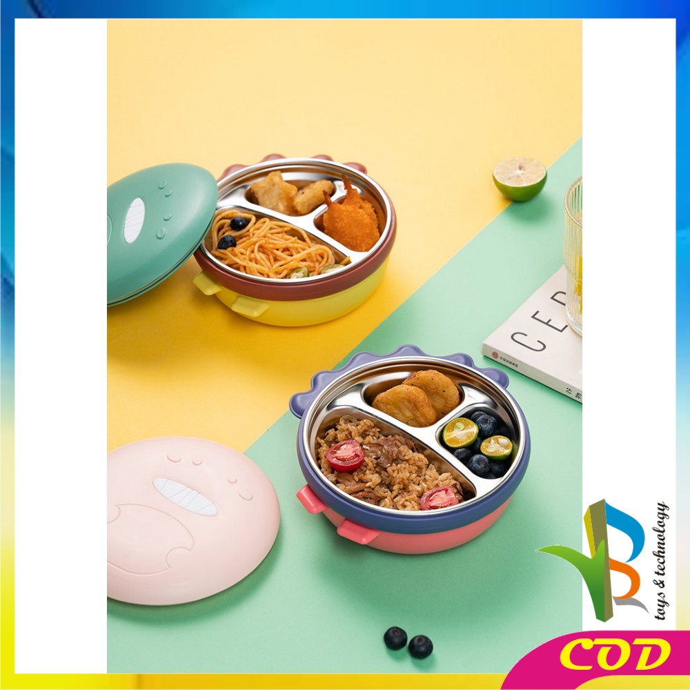 RB-C354 Kotak Bekal Anak Stainless Karakter DINO Set / Lunch Box Anak / Tempat Makan Anak Lucu / Tepak Makan Anak Karakter BPA FREE