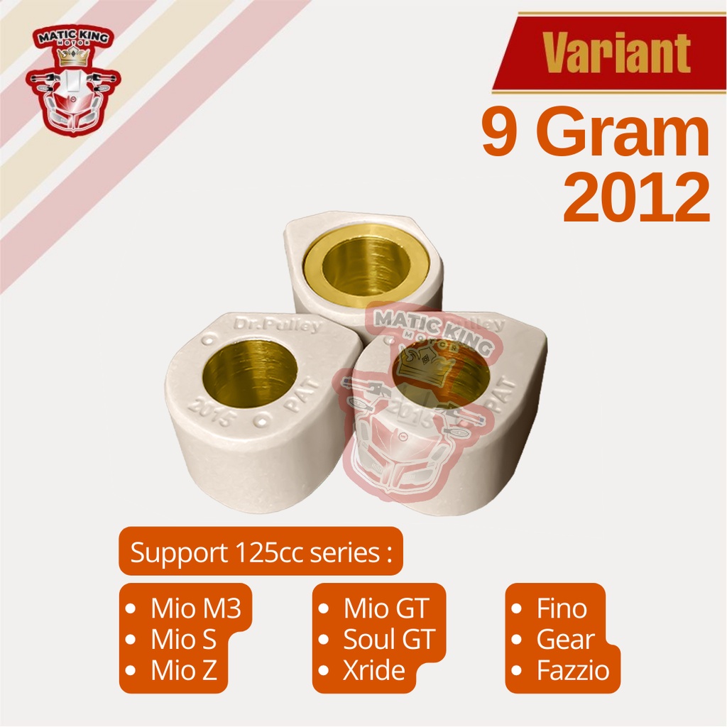 Sliding Roller Mio M3/S/Z Fino Freego X-Ride Gear Fazzio Xeon Soul GT 125 cc DR PULLEY 2012  3 butir