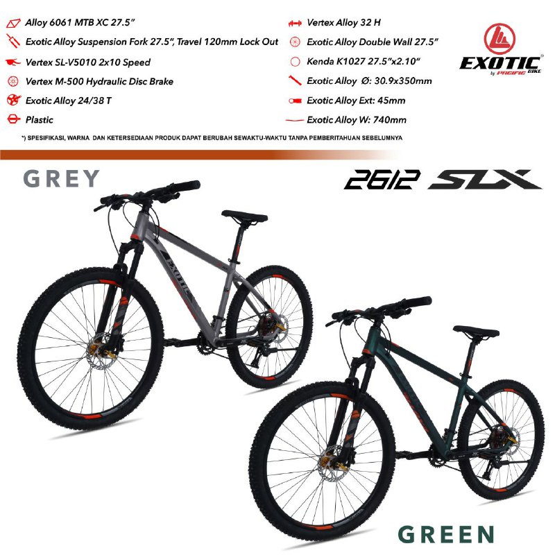 Sepeda Gunung 27.5 Inch MTB EXOTIC ET 2612 SLX 20 Speed Hidrolik