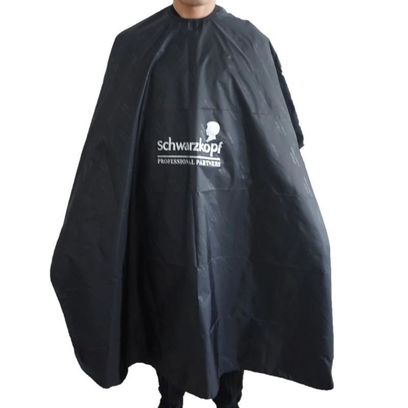 Jubah Barbershop Kain Kip Cukur Rambut Kep Sabon - Hitam