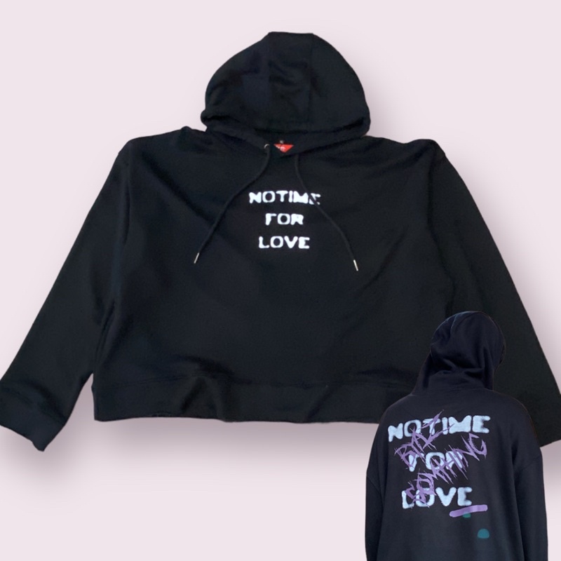 Hoodie Crop Oversize Unfinished No Time For Love BYAZ ORIGINAL