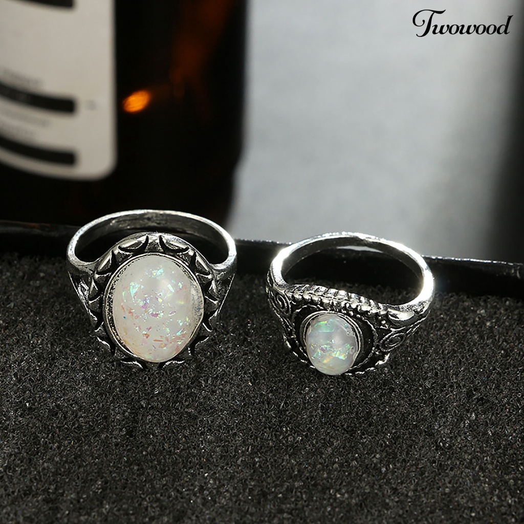 8pcs / Set Cincin Jari Electroplating Desain Antik Vintage Aksen Mutiara Palsu Untuk Kencan