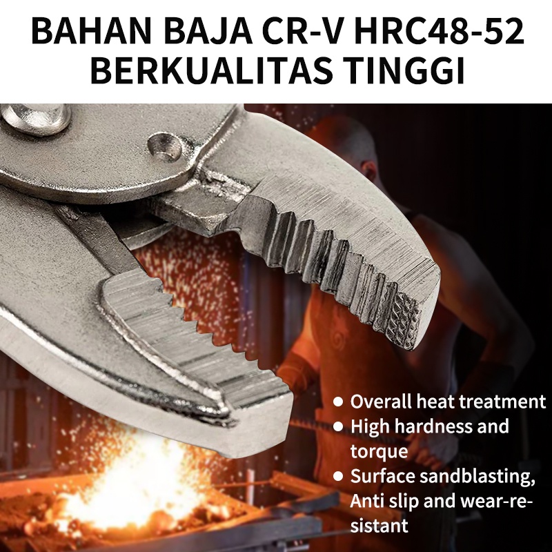 ISKU Multifungsi Tang Buaya Locking Pliers 7&quot; 10&quot; Curved Jaw Vise Grip CR-V HRC48-52 Steel Professional Berkualitas Tang Klem Jepit / Gigit / Patah / Bengkok
