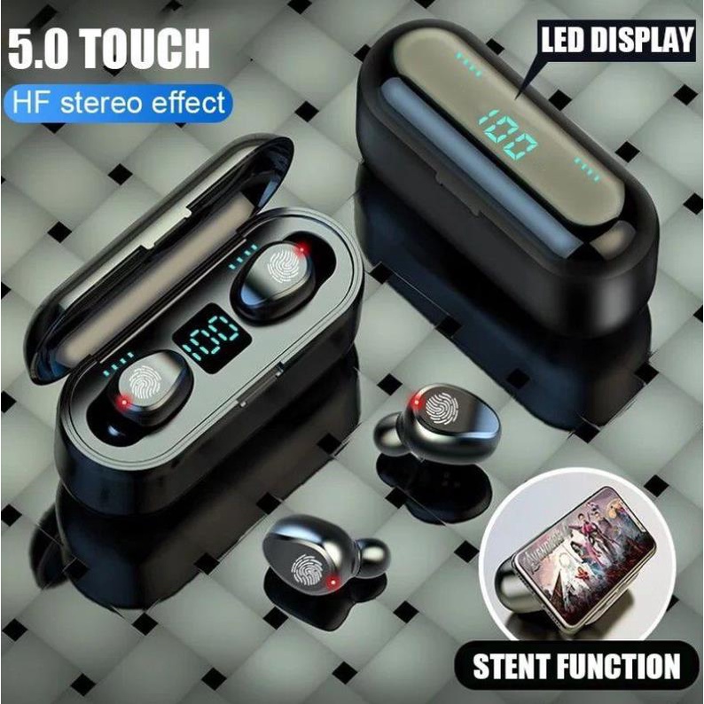 TWS F9  Wireless Bluetooth 5.0 Earphones TWS HiFI Stereo In-Ear Earbud Sports Headphones For  IOS Android