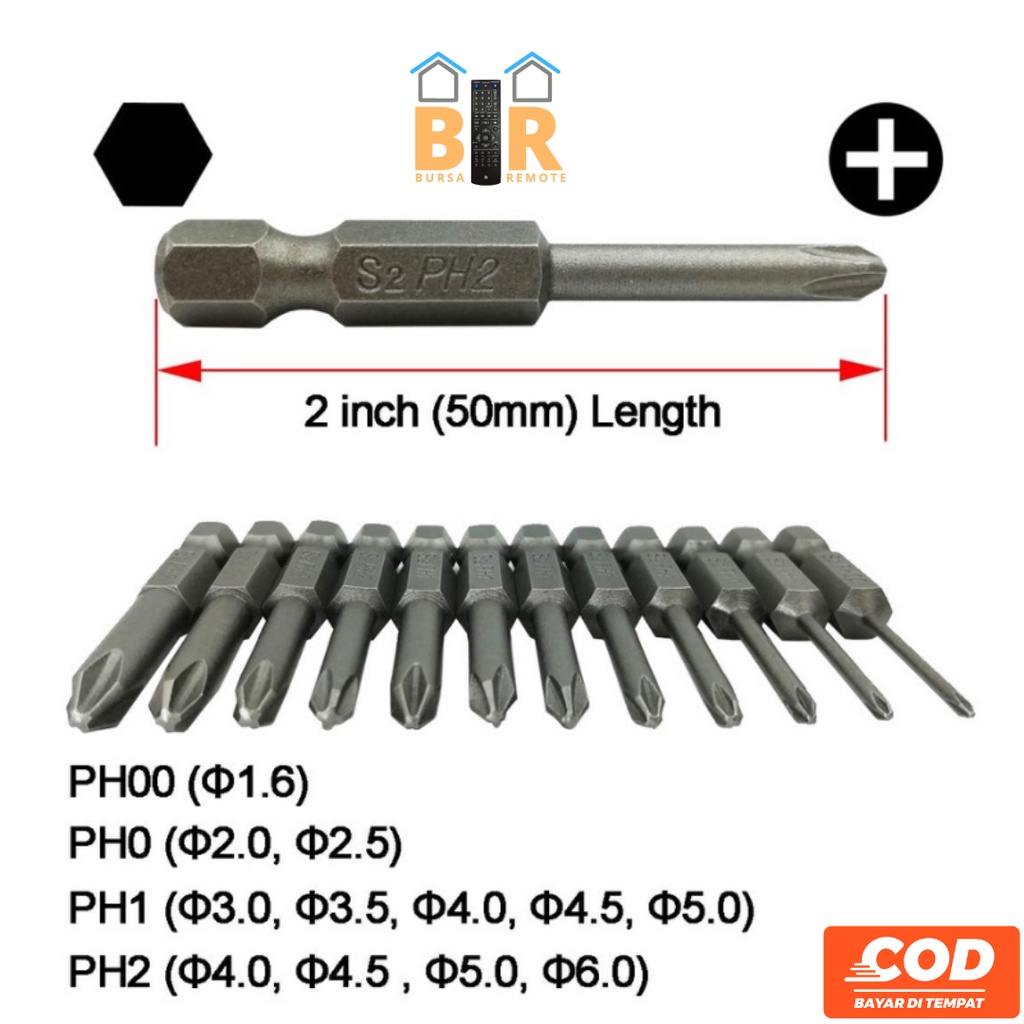 Mata Obeng Torx Magnetic Kunci L Hex Shank 1/4 S2 Magnetik Bahan Baja Alloy Steel
