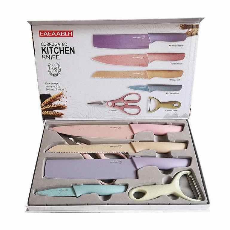 PISAU SET 6IN1 / PISAU SET DAPUR / Set Pisau Dapur 6in1 Stainless Kitchen Knife Set / Pisau Jerami