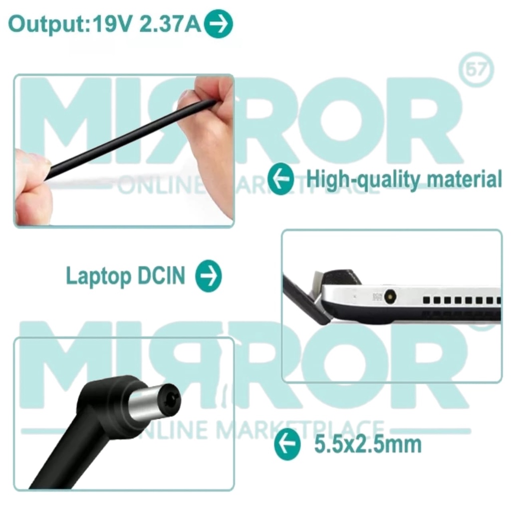 Charger Laptop Asus ADP-45BW X551C X555YA X555Y X555YI X551CA-DH31Adapter 19V 2.37A 45W