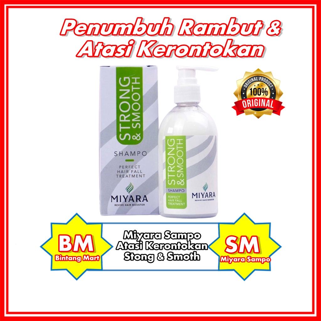 Miyara Shampoo Strong and Smooth Perfect Hair Fall Treatment Shampo Perawatan Penumbuh Rambut Rontok Botak Alami Masa Kini Anti Ketombe Bpom 250 ML