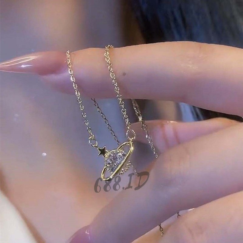 Kalung Wanita Korea Rantai Liontin Bandul Planet Kristal Fashion Necklace Crystal NL 17