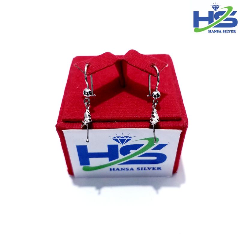 Anting Perak Silver Anak Asli 925 Lapis Emas Putih Model Agogo Kerucut - Anting Anti Karat
