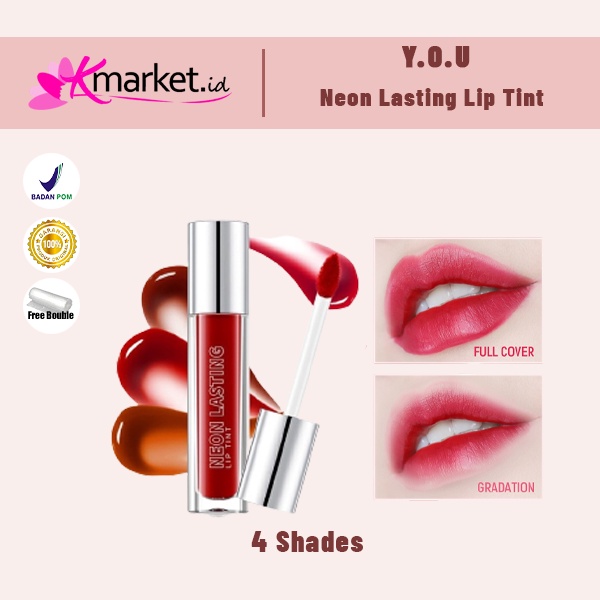 YOU Neon Lasting Lip Tint | Tahan Lama Hingga 12 Jam | Moisturizing Liptint | Long Lasting Lip Stain | Kosmetik