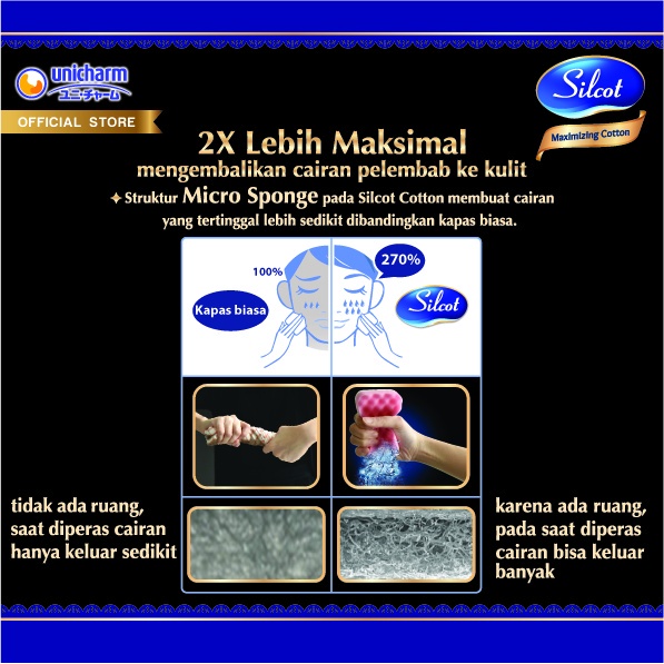 Kapas Kecantikan/ Wajah/Toner Silcot Unicharm Maximizer Cotton dan  Silcot Cleansing Cotton 82