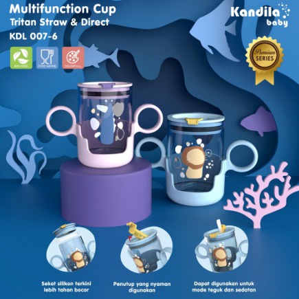 KANDILA MULTIFUNCTION CUP TRITAN STRAW & DIRECT 240ml / KDL007-6 / botol minum bayi