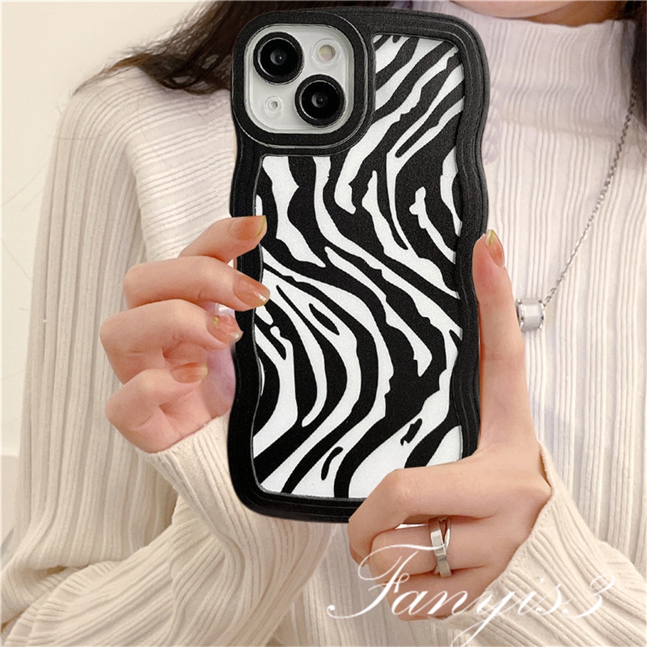 Redmi 12C A1 10C 10A 10 9 9A 9C 9T Note 11 Pro+ 11s 11 10s 10 9s 9 8 Pro Poco X4Pro X3 Pro X3NFC M4 Mi 11 Lite 10TPro Zebra Stripes Wave Frame Phone Case TPU Soft Cover Casing TPU Motif Zebra