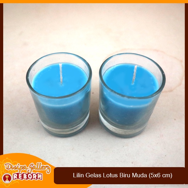 Lilin Stearin Candle Biru Muda Gelas Cafe Resto Hotel Spa Serbaguna