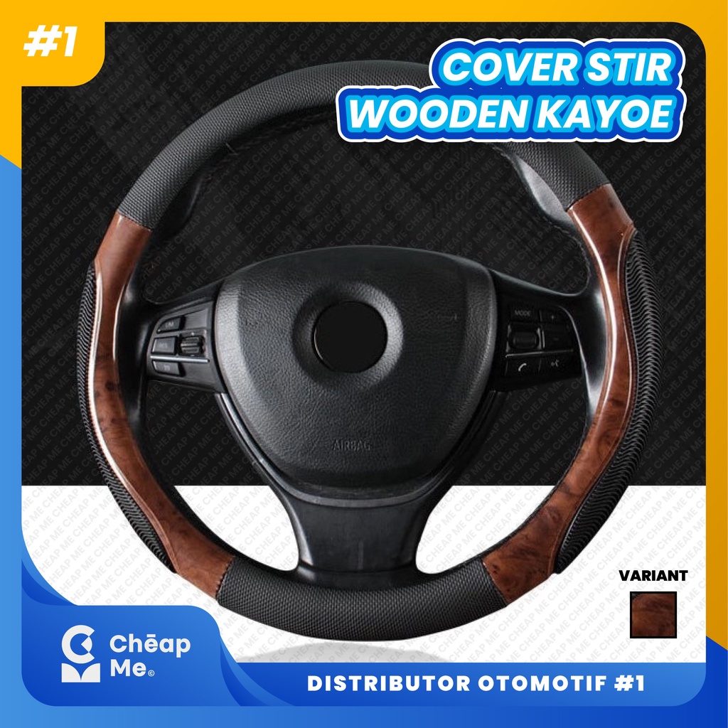 Sarung Stir Mobil WOODEN KAYU Kulit Comfort Grip FUSION R / Sarung Stir Mobil Model Wooden Kayu Kuli