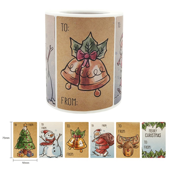 

Sticker Nama Bingkisan Merry Christmas Kraft Coklat Stiker untuk Kado Hampers Natal 7,5 x 5 cm