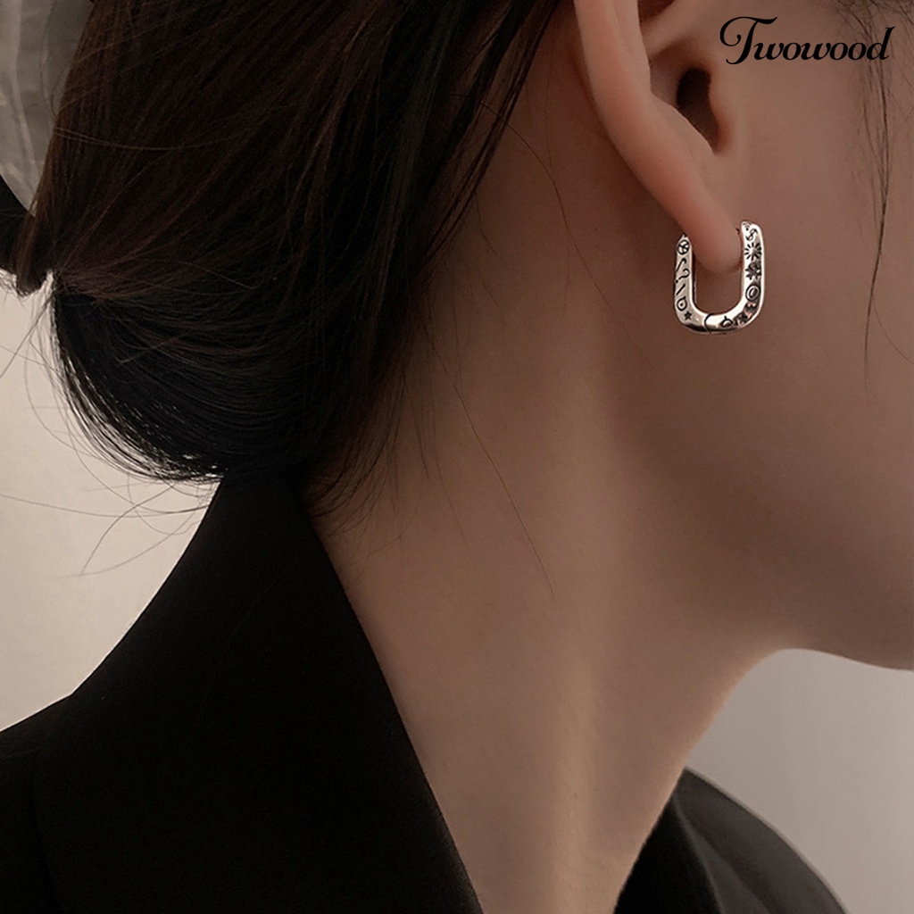 1 Pc Anting Kait Model Twist Warna Silver Gaya Vintage Untuk Wanita