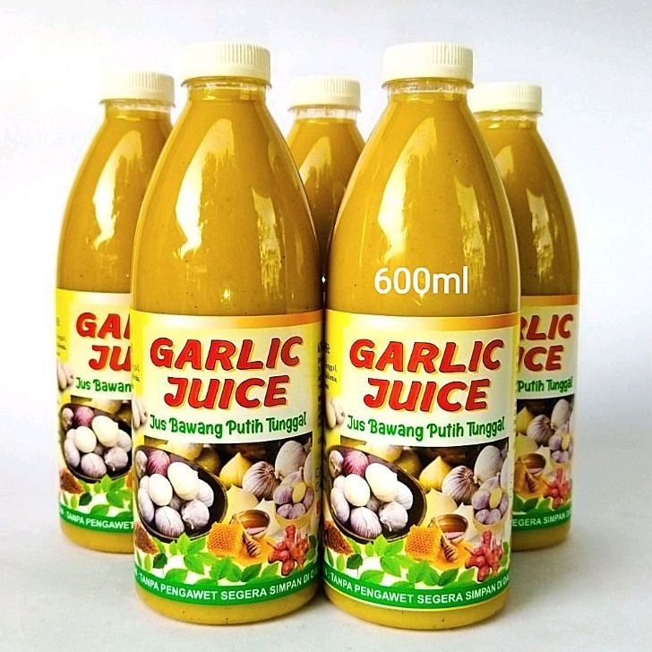 Jus Bawang Putih Tunggal Jahe Merah Lemon Madu Cuka Apel Kayu Manis - Hipertensi, Asam Urat, Kolesterol, Pelangsing, Detox, Ramuan Herbal, Garjus, Garlic Juice 600ml