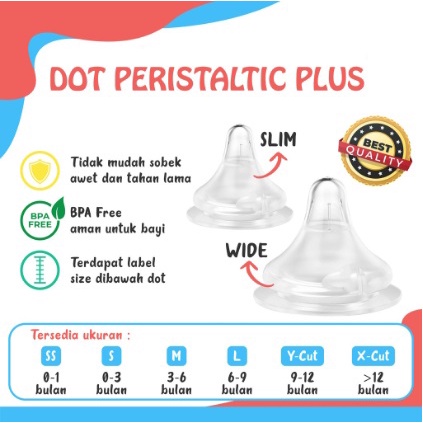 Dot Nipple Peristaltic SLIM NECK Silikon Dot BPA FREE Peristaltic Plus Standar Dot Ulir BELLASHOP