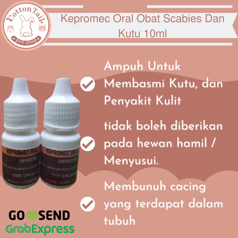 KEPROMEC ORAL 10mL Obat untuk Jamur Scabies Kelinci Kucing Anjing dll