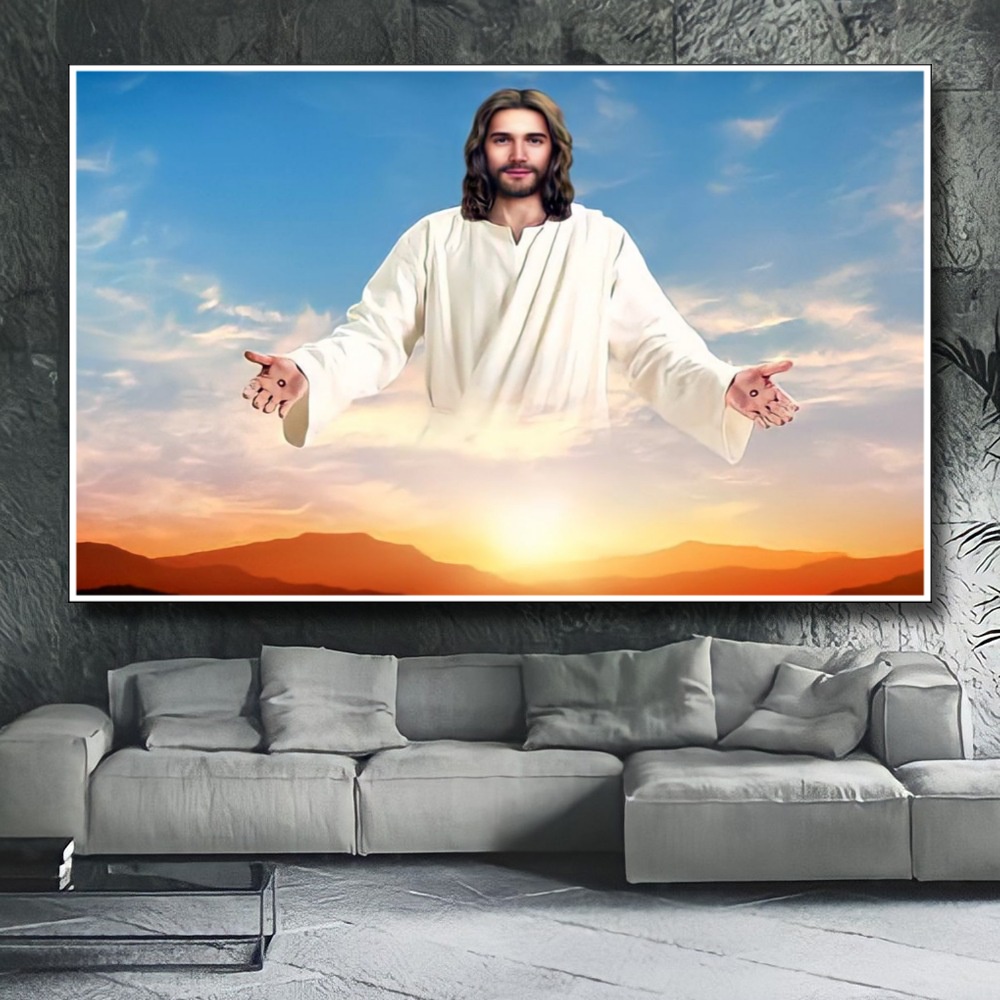 Hiasan Dinding Poster Gambar Tuhan Yesus  Xtra Jumbo Besar Best seller Ukuran 100x70cm 150x100cm 200