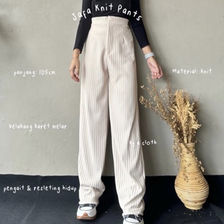 Image of Jafa Pants - Celana Kulot Knit Rib Panjang - Knit Pants - Loose Pants Highwaist Kulot Panjang Basic Strech Premium Korean - Celana Anti Kusut - Pants Ironless