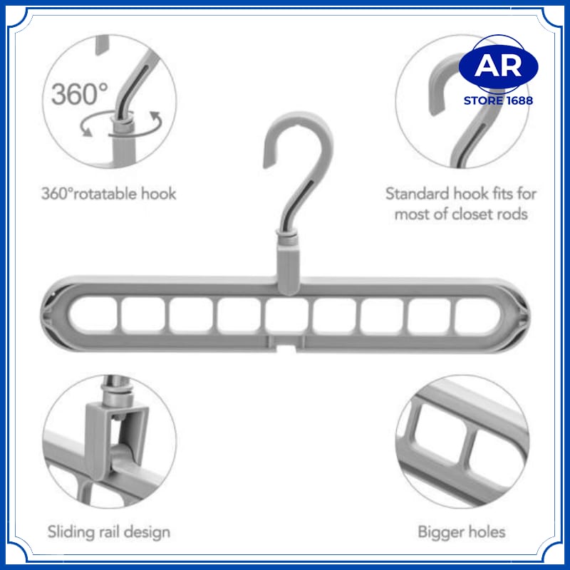 AR-Gantungan baju 9 lubang hanger baju 9 lubang macaron