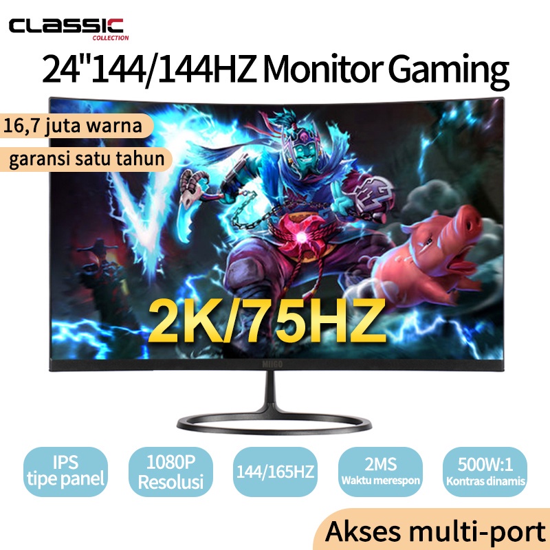 27-inci 144Hz monitor komputer LCD, desktop kantor, gaming, 1080P, layar tanpa batas dengan resolusi