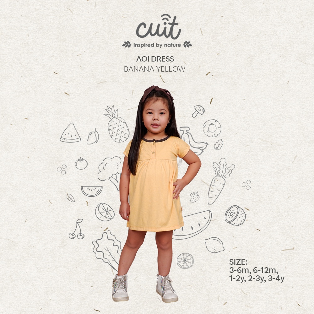 CUIT Baby 3 Bulan - 4 Tahun Aoi Button Dress Anak Perempuan Furutsu Series