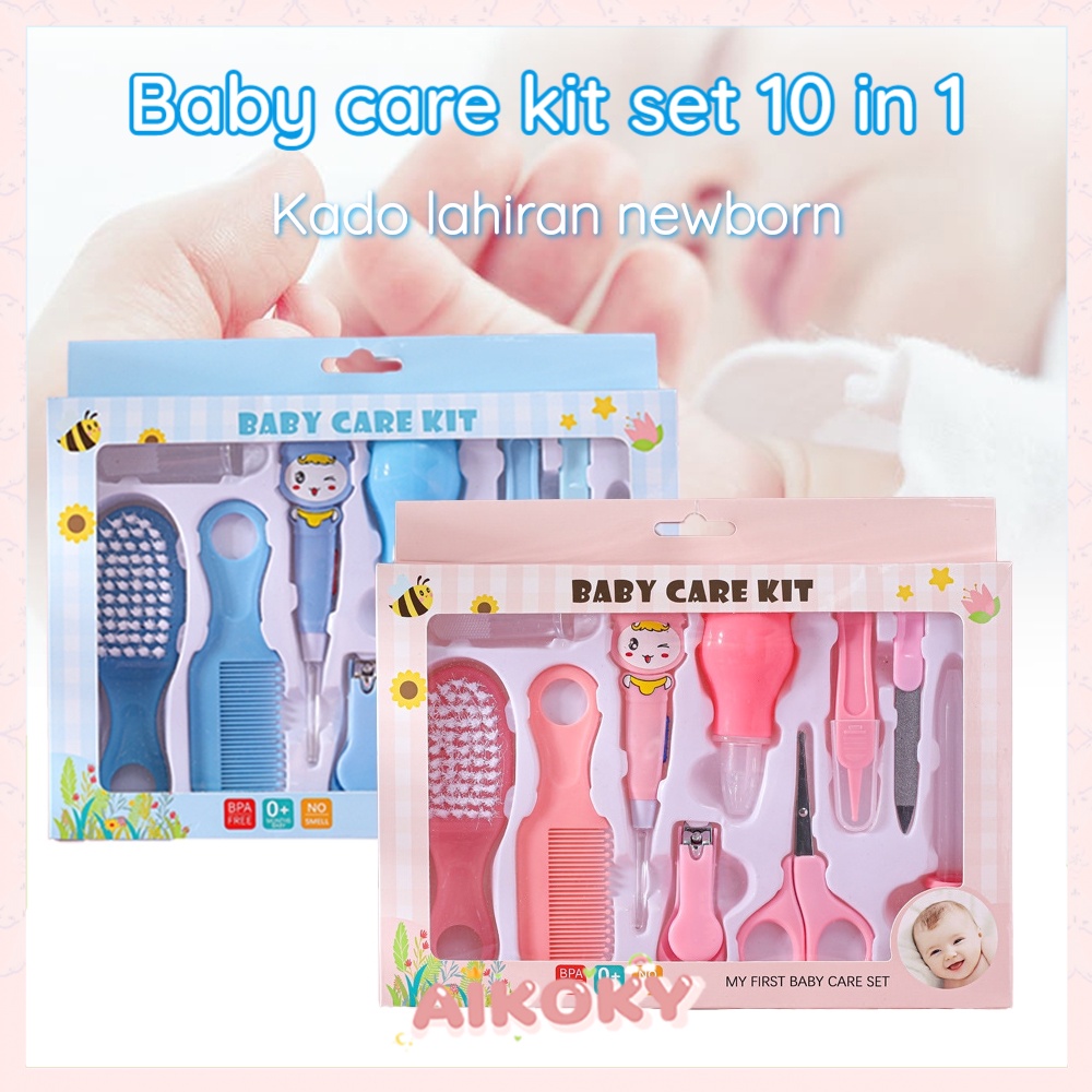 AIKOKY Baby care kit set 10 in 1/Sisir Baby/Pembersih hidung Pemotong kuku bayi newborn