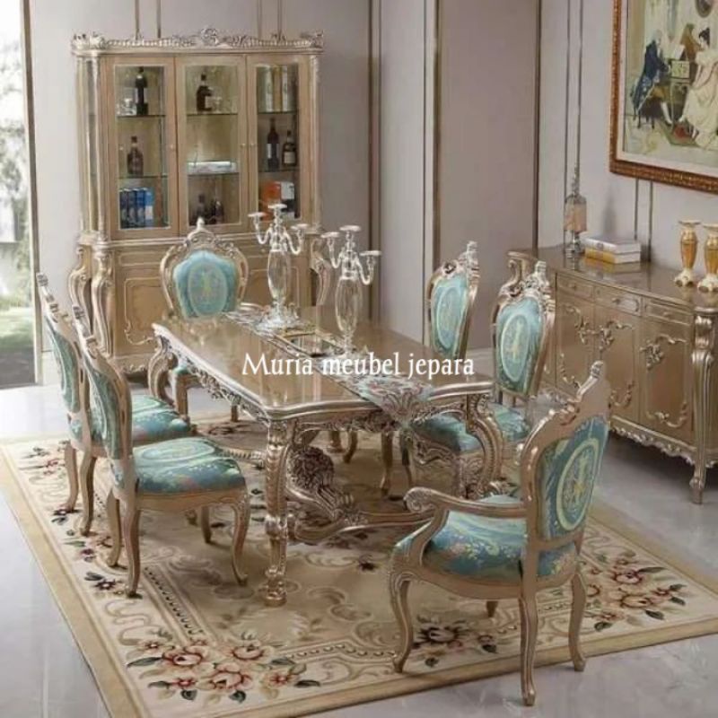 set meja makan mewah 6 kursi