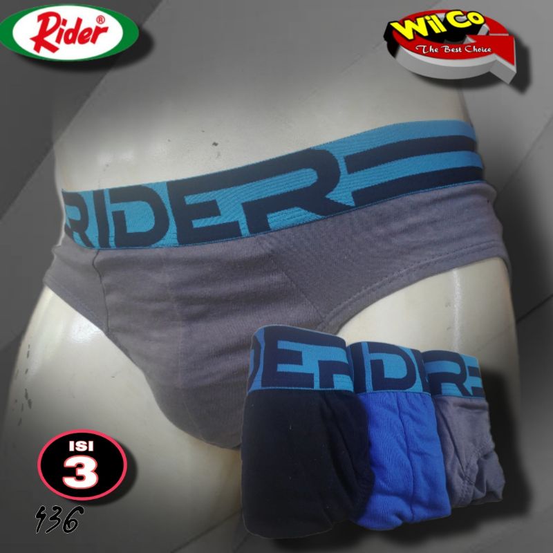 K436T - (HARGA PER 3 Pcs) CELANA DALAM SEGITIGA PRIA RIDER SPORT SIZE M -XXL