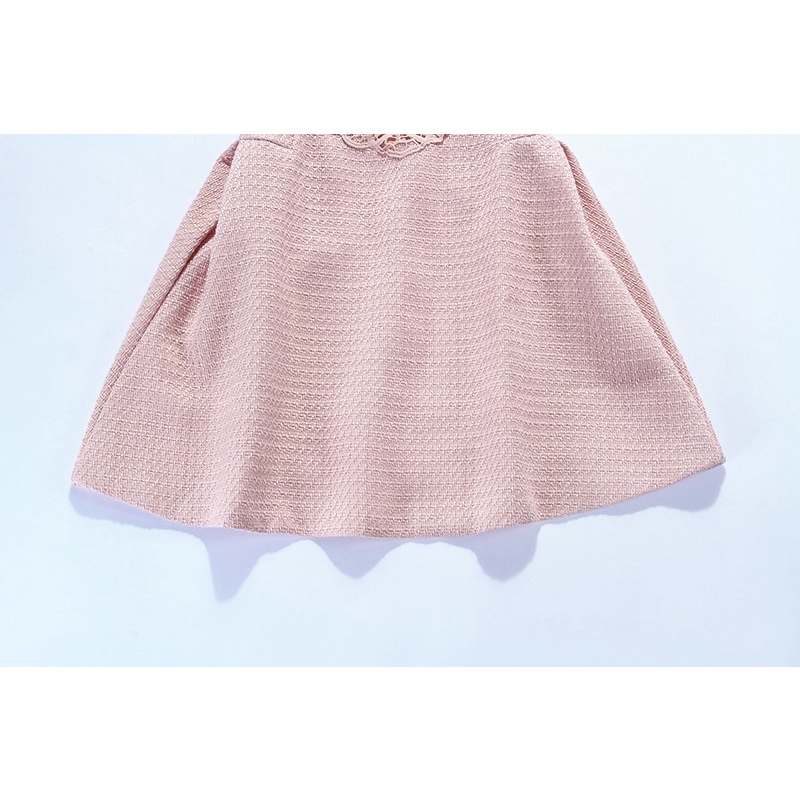 [Premium Series] Pink Tweed Dress with Lace Combination Import Premium