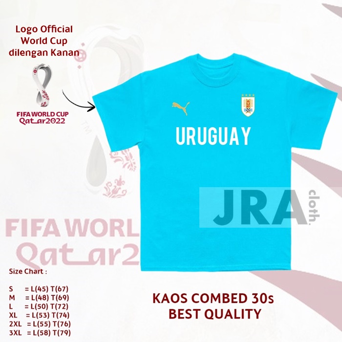 KAOS BAJU PIALA DUNIA WORLD CUP 2022 URUGUAY HOME COMBED 30s